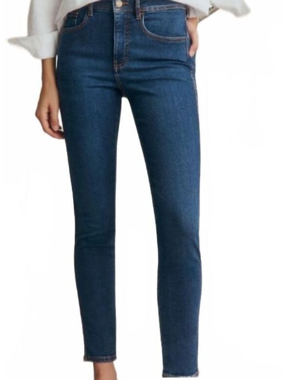 Sézane Slim Parfait Jeans 28 Dark Wash Skinny Stretch Ankle Denim Blue Cropped